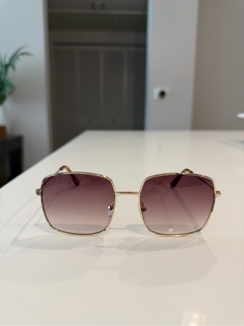 J. Crew Gold Frame Sunglasses with Gradient Purple Lenses